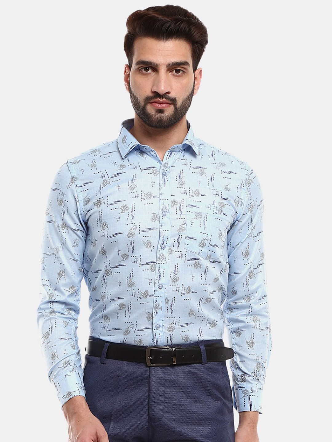 

V-Mart Men Blue Printed Formal Shirt