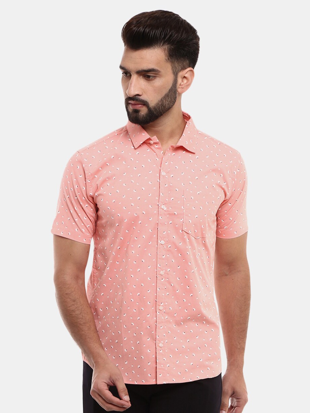 

V-Mart Men Pink Slim Fit Printed Casual Shirt