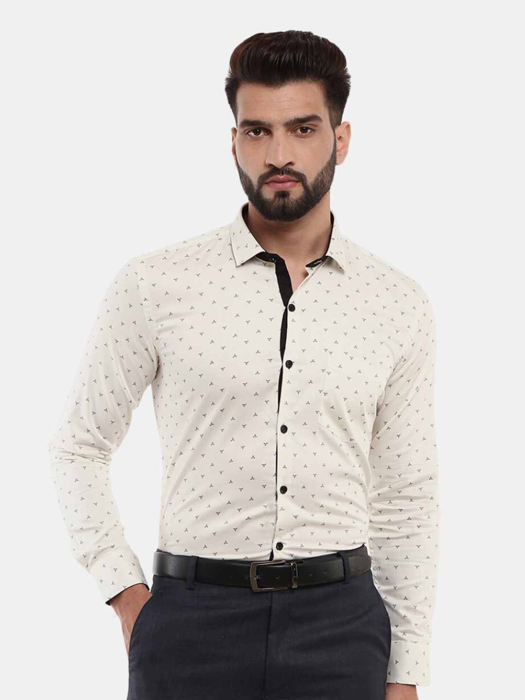 

J White by Vmart Men Yellow Printed Formal Shirt