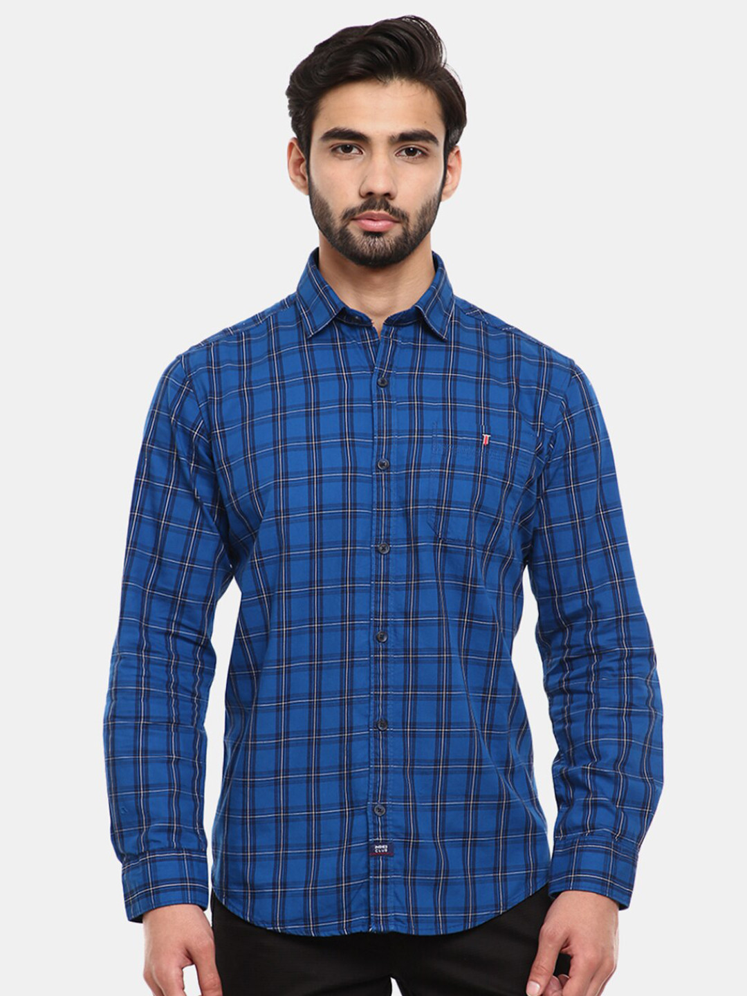 

V-Mart Men Blue Checked Casual Shirt