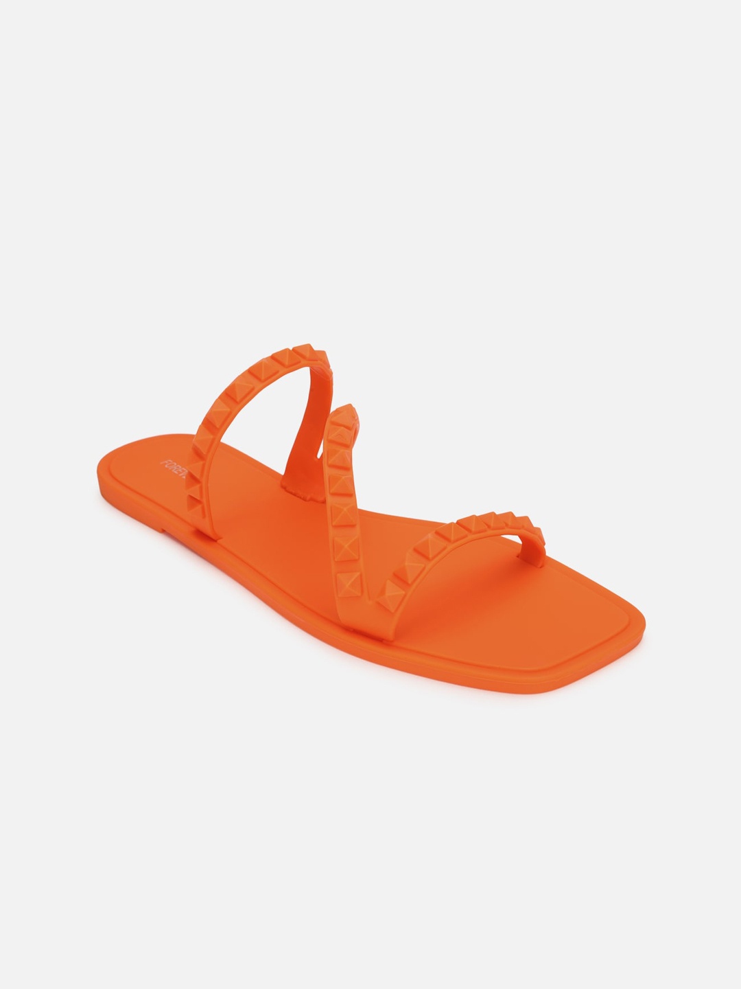 

FOREVER 21 Women Orange Embellished Open Toe Flats