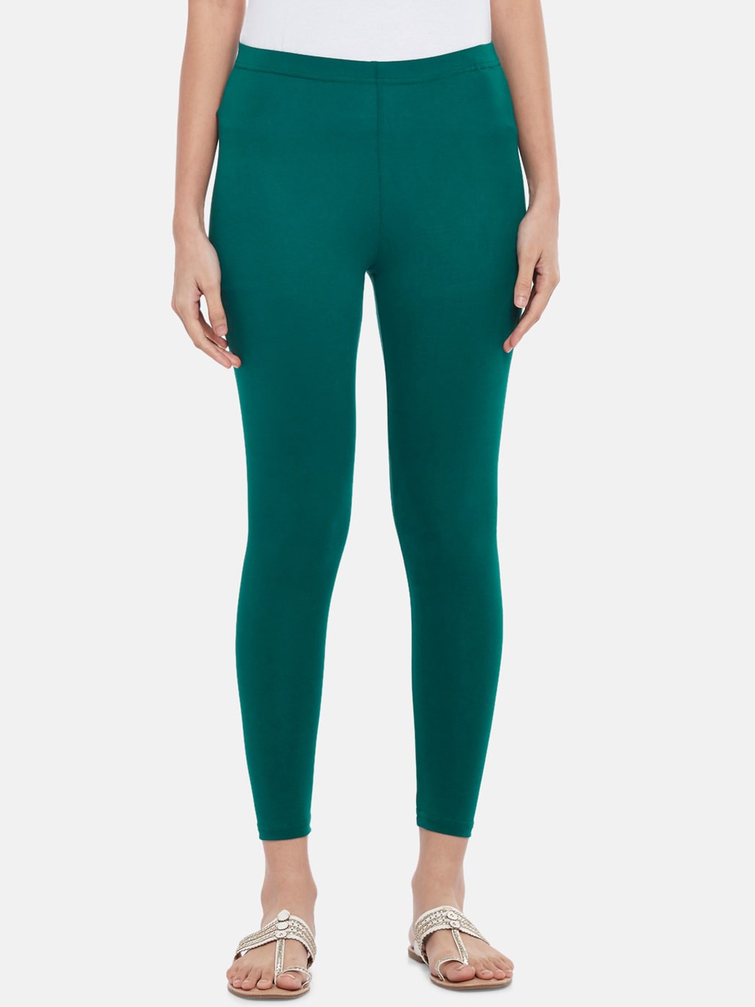 

RANGMANCH BY PANTALOONS Women Green Solid Ankle-Length Leggings