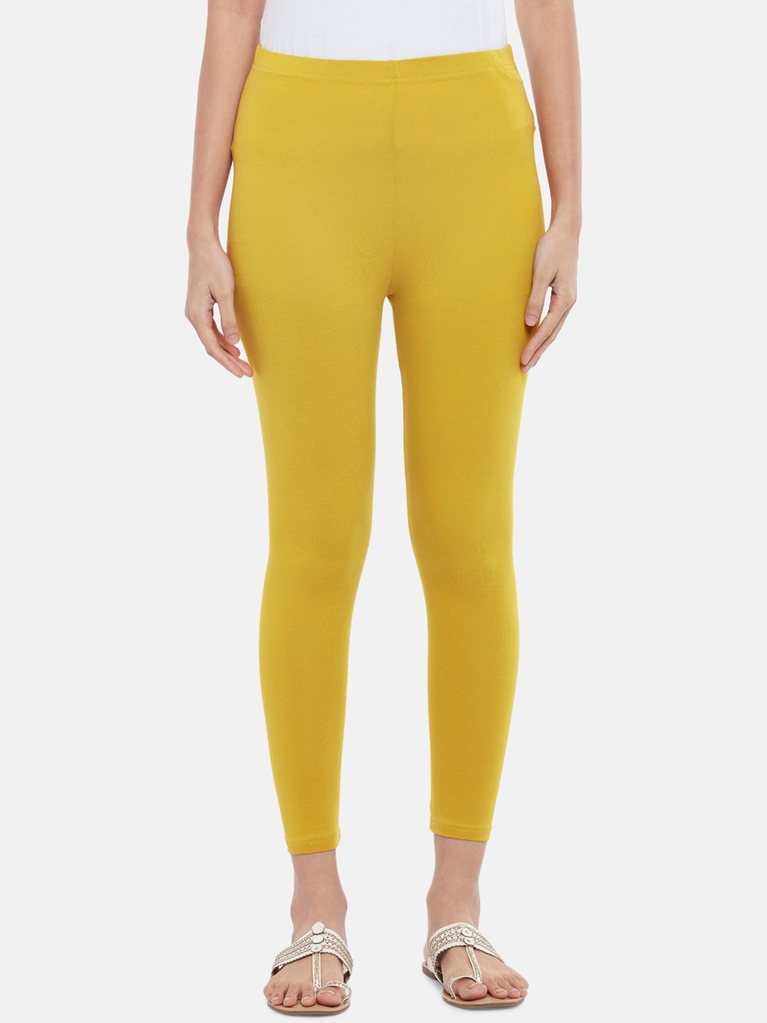

RANGMANCH BY PANTALOONS Women Mustard Yelllow Solid Ankle-Length Leggings