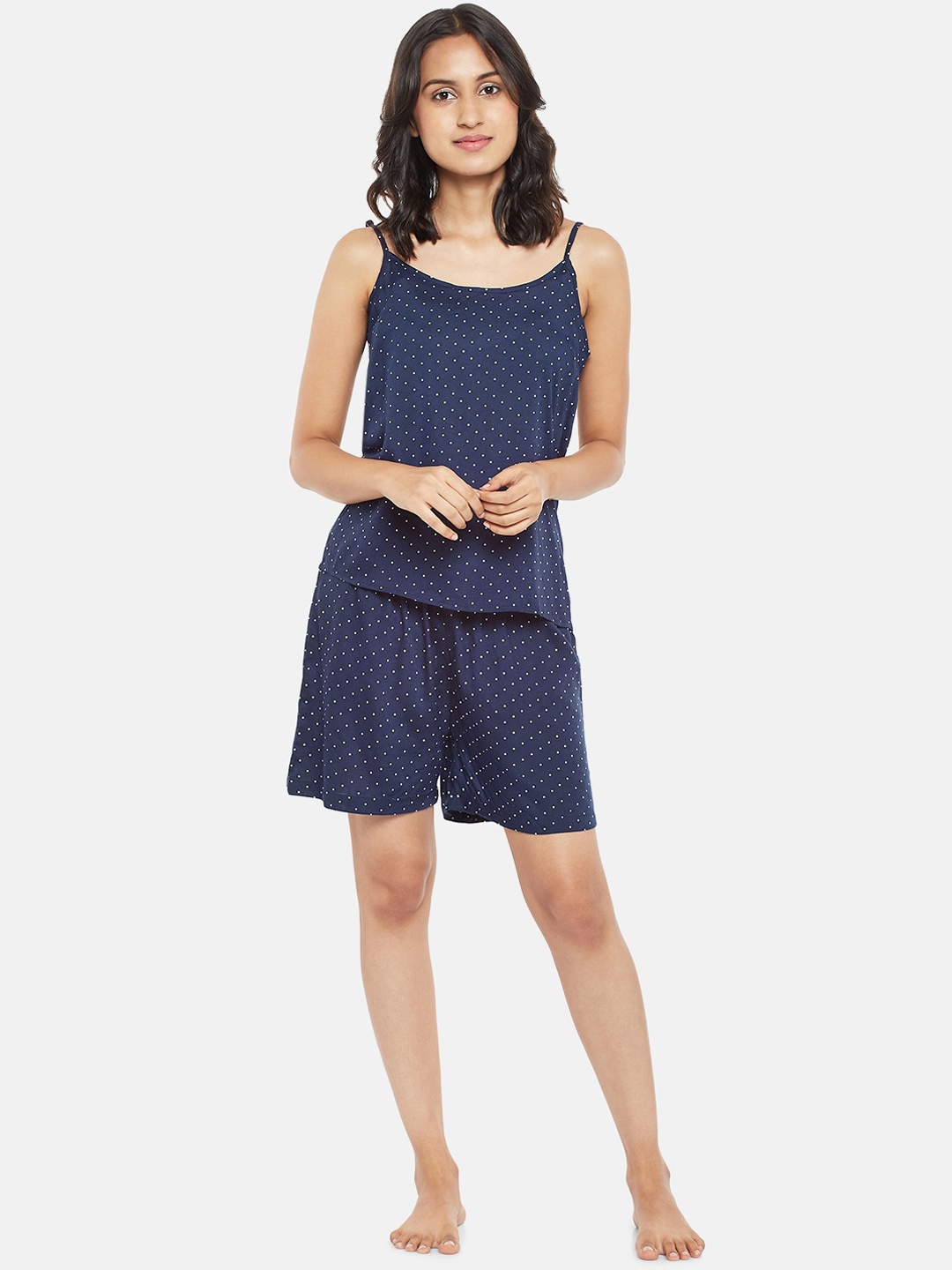

People Women Blue & White Printed Night suit