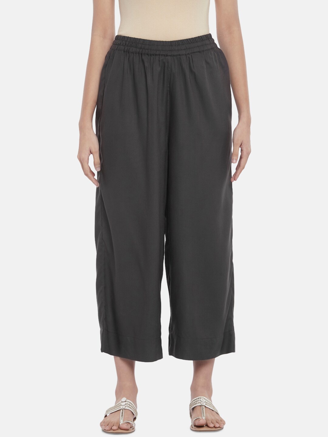 

RANGMANCH BY PANTALOONS Women Charcoal Palazzos
