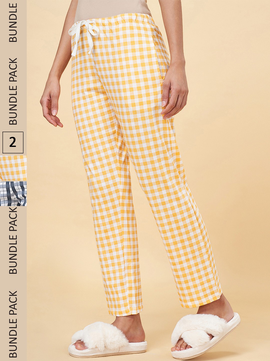 

Dreamz by Pantaloons Women Set of 2 Checked Cotton Lounge Pants, White