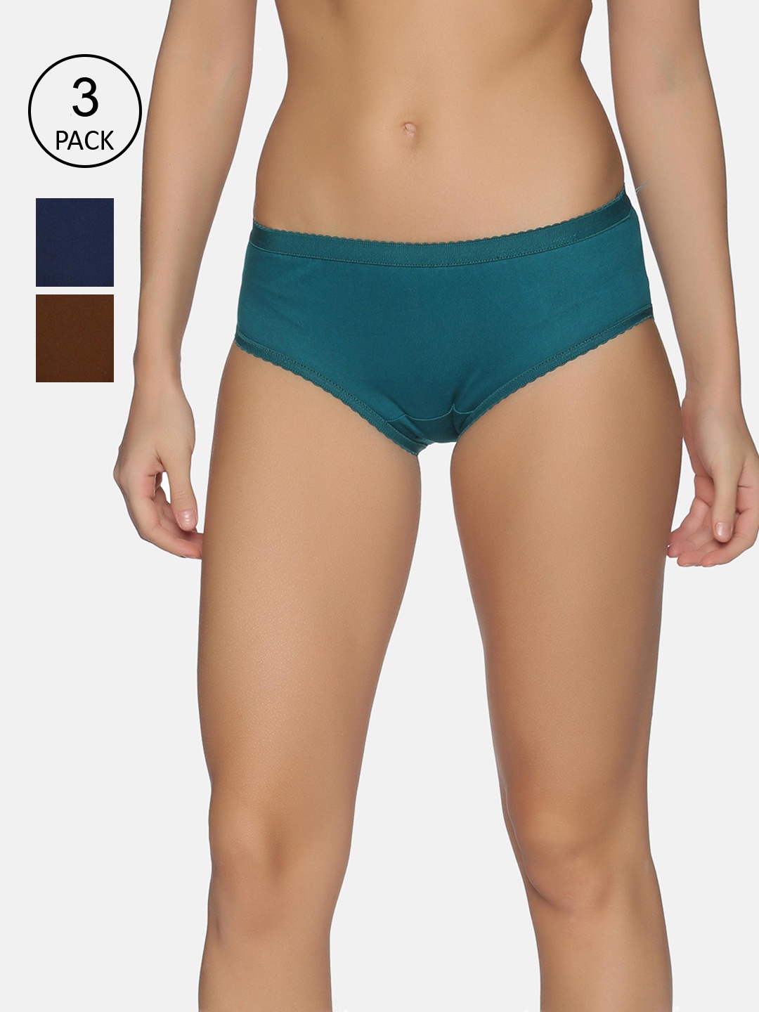 

NOT YET by us Women Pack of 3 Assorted Midrise Cotton Hipster Briefs, Brown