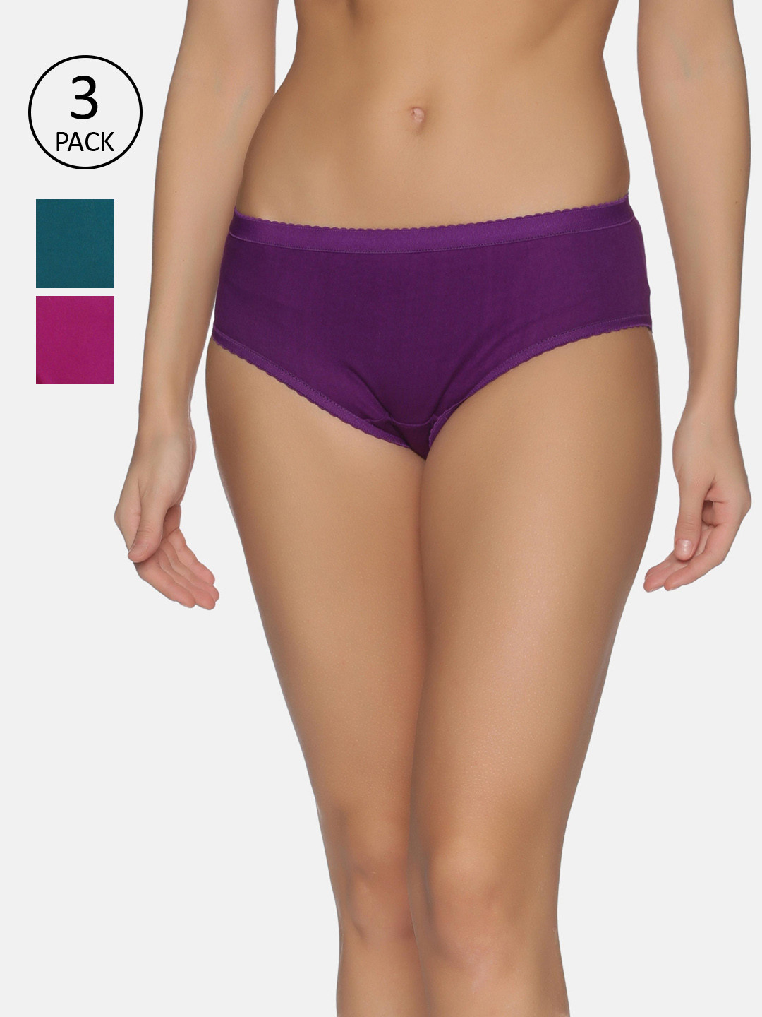 

NOT YET by us Pack of 3 Purple & Green Cotton Hipster Briefs