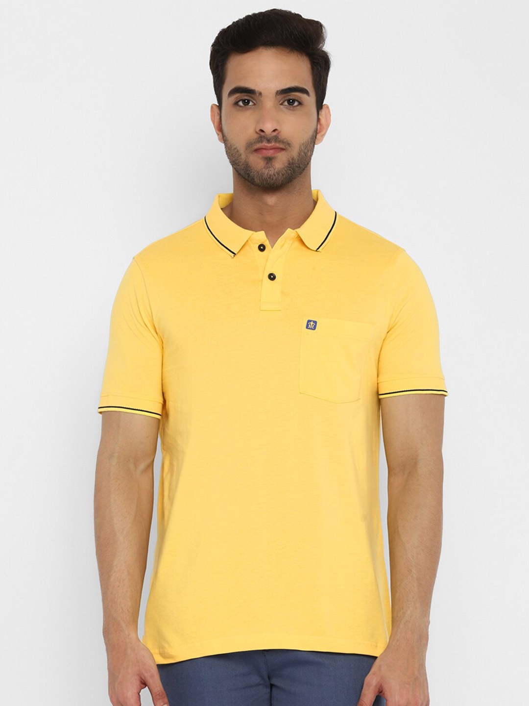 

Turtle Men Yellow Polo Collar Pure Cotton Slim Fit T-shirt