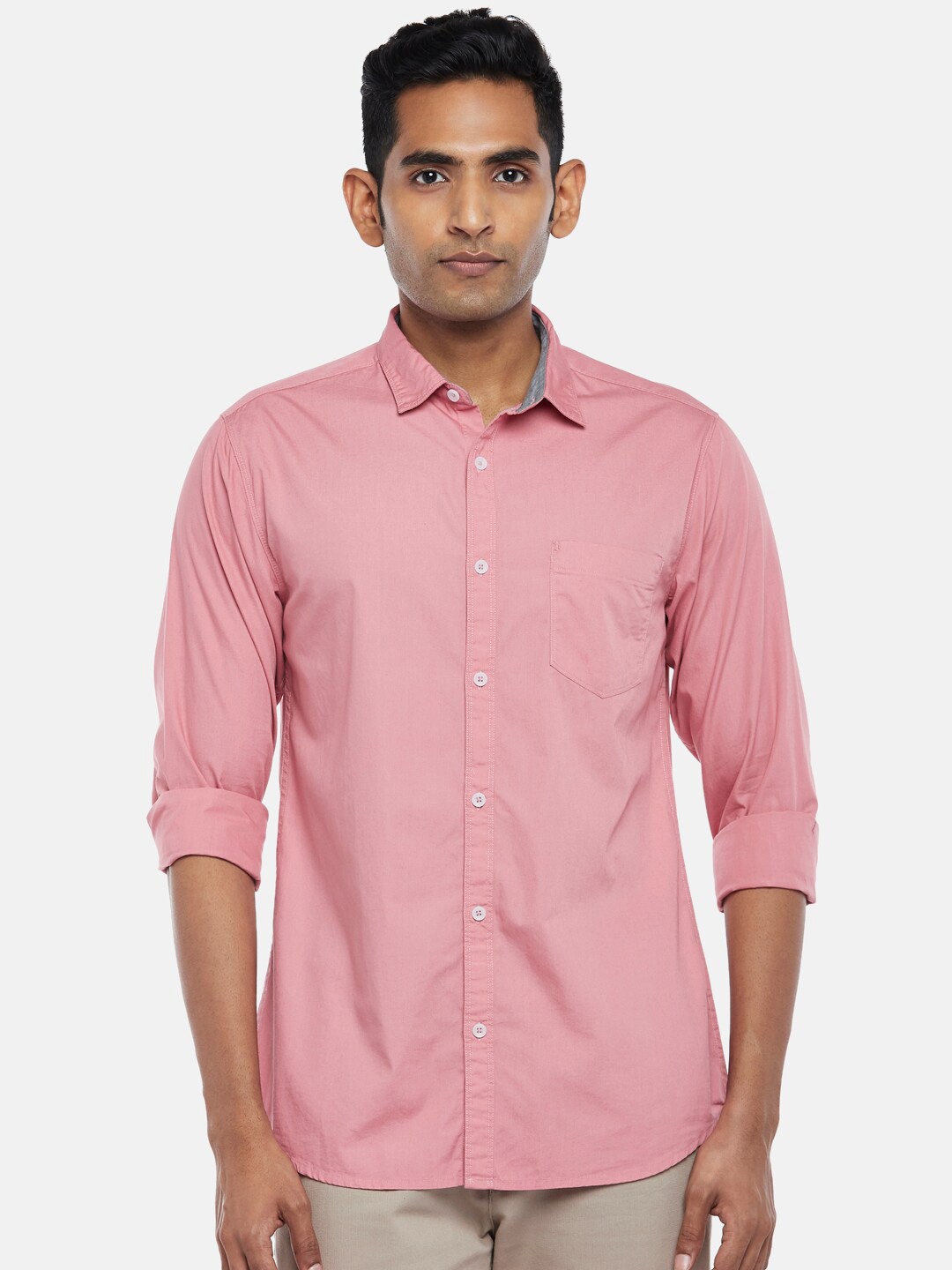 

BYFORD by Pantaloons Men Pink Slim Fit Casual Shirt