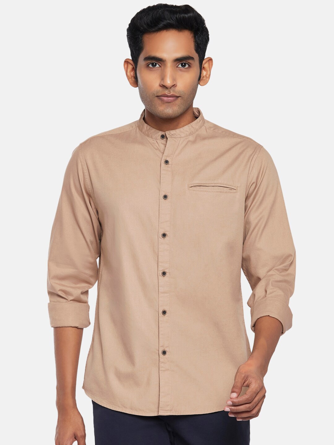 

BYFORD by Pantaloons Men Khaki Slim Fit Cotton Casual Shirt