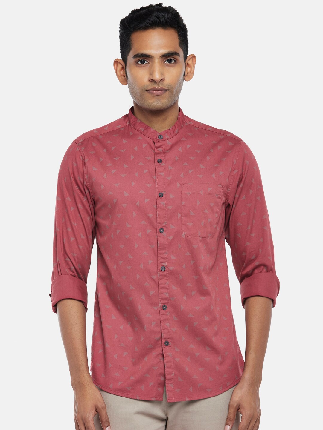 

BYFORD by Pantaloons Men Red Slim Fit Floral Printed Casual Shirt