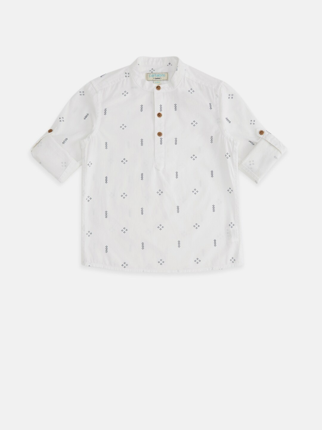 

Pantaloons Junior Boys White Printed Party Shirt