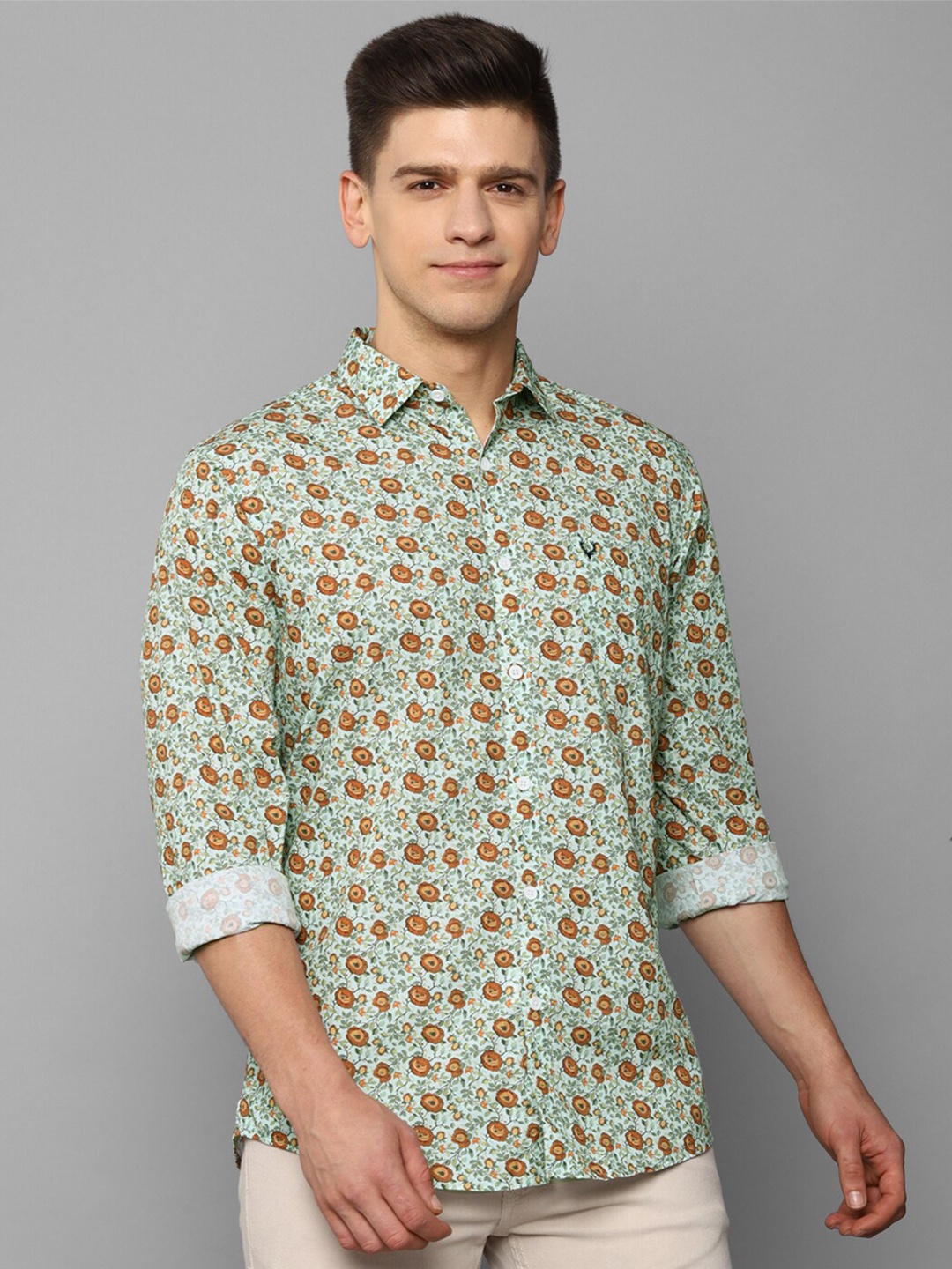 

Allen Solly Men Green Slim Fit Floral Printed Casual Shirt
