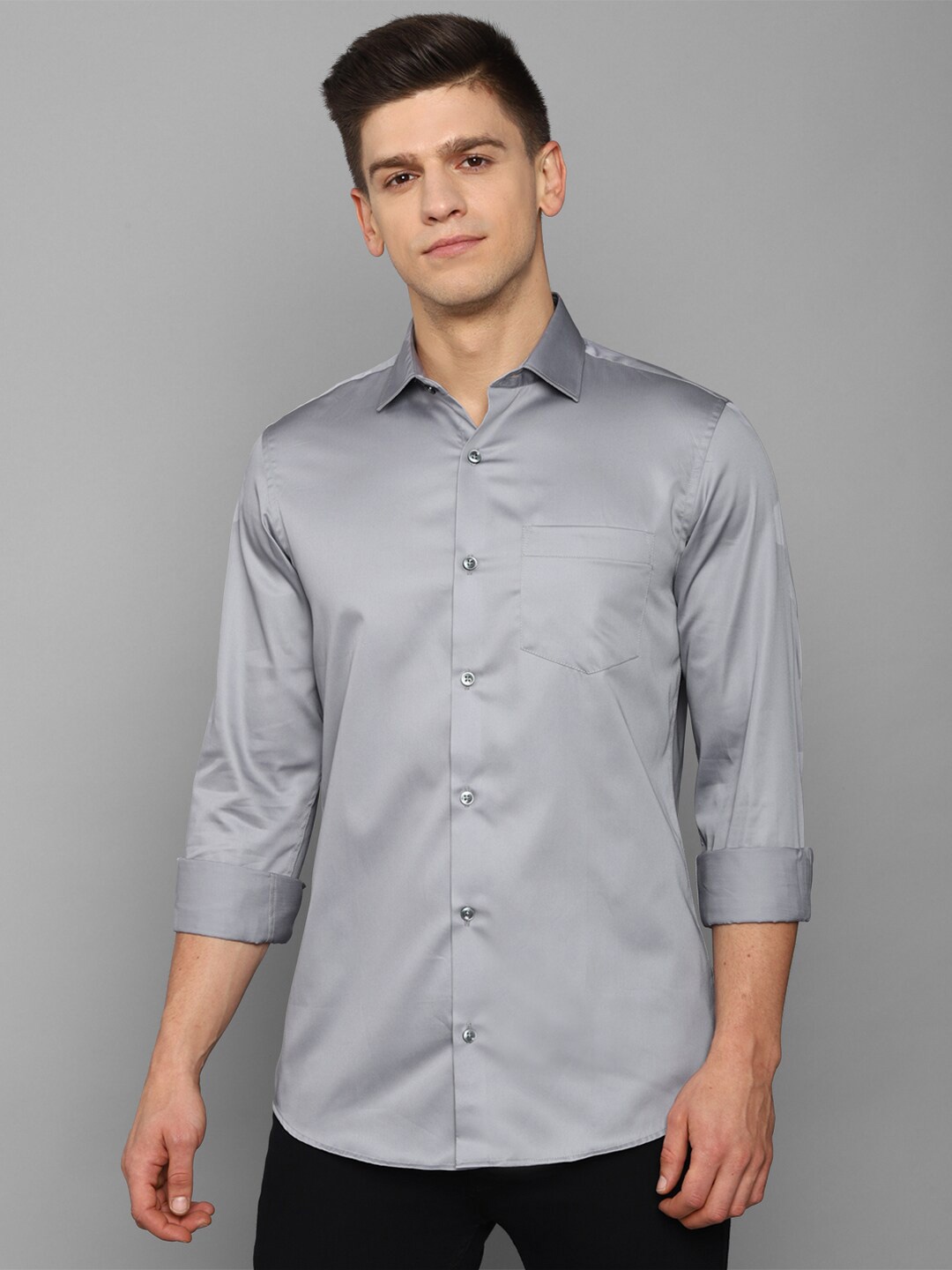 

Allen Solly Men Grey Slim Fit Casual Full Sleeve Shirt