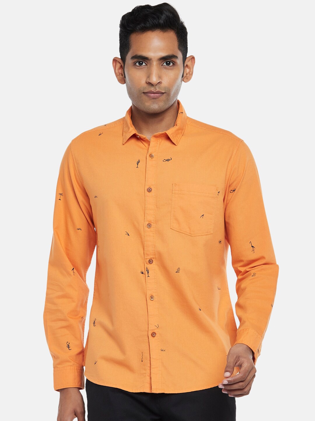 

Urban Ranger by pantaloons Men Orange Slim Fit Casual Shirt
