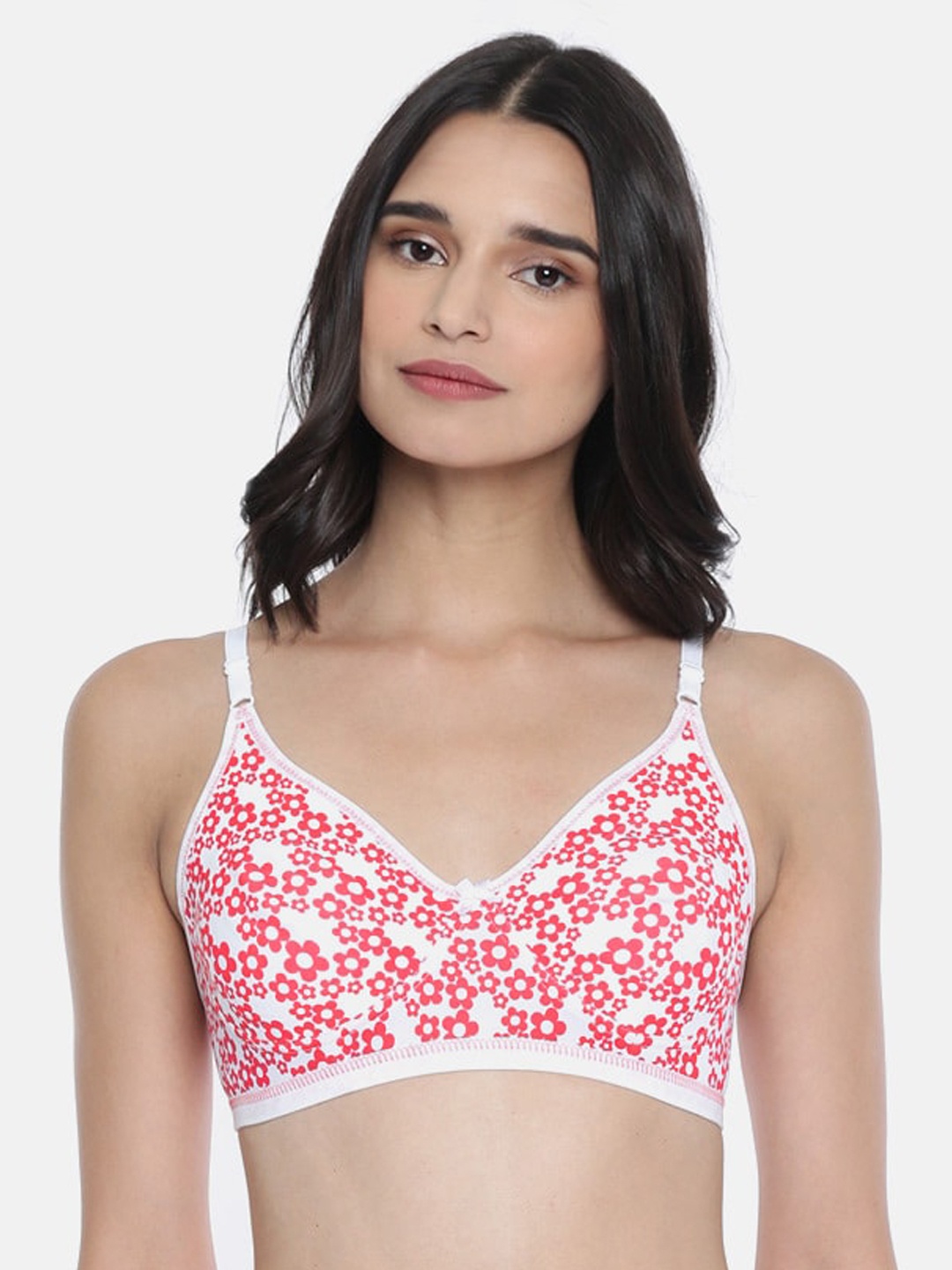 

Lady Love Women Pink & White Floral Printed Non Padded Bra