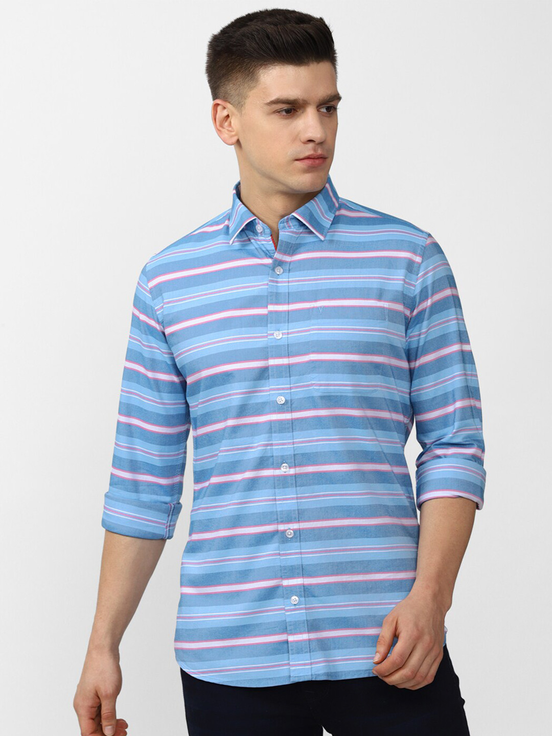 

Van Heusen Sport Men Blue Slim Fit Horizontal Stripes Striped Casual Shirt