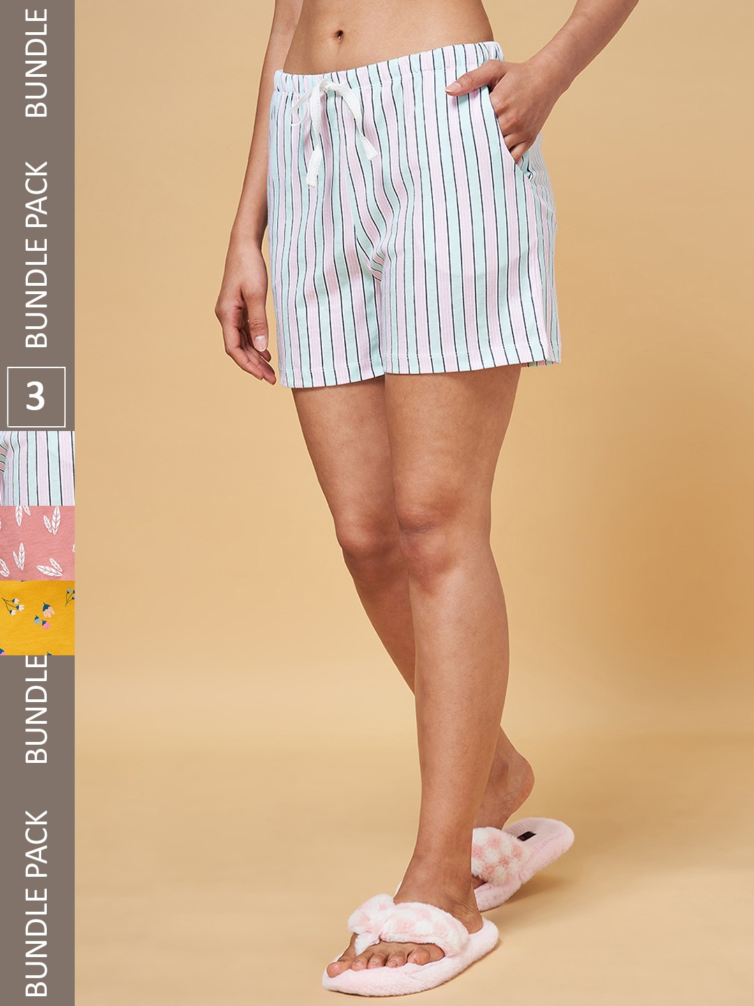 

Dreamz by Pantaloons Women Multicoloured Printed Lounge shorts Pack Of 3, Multi