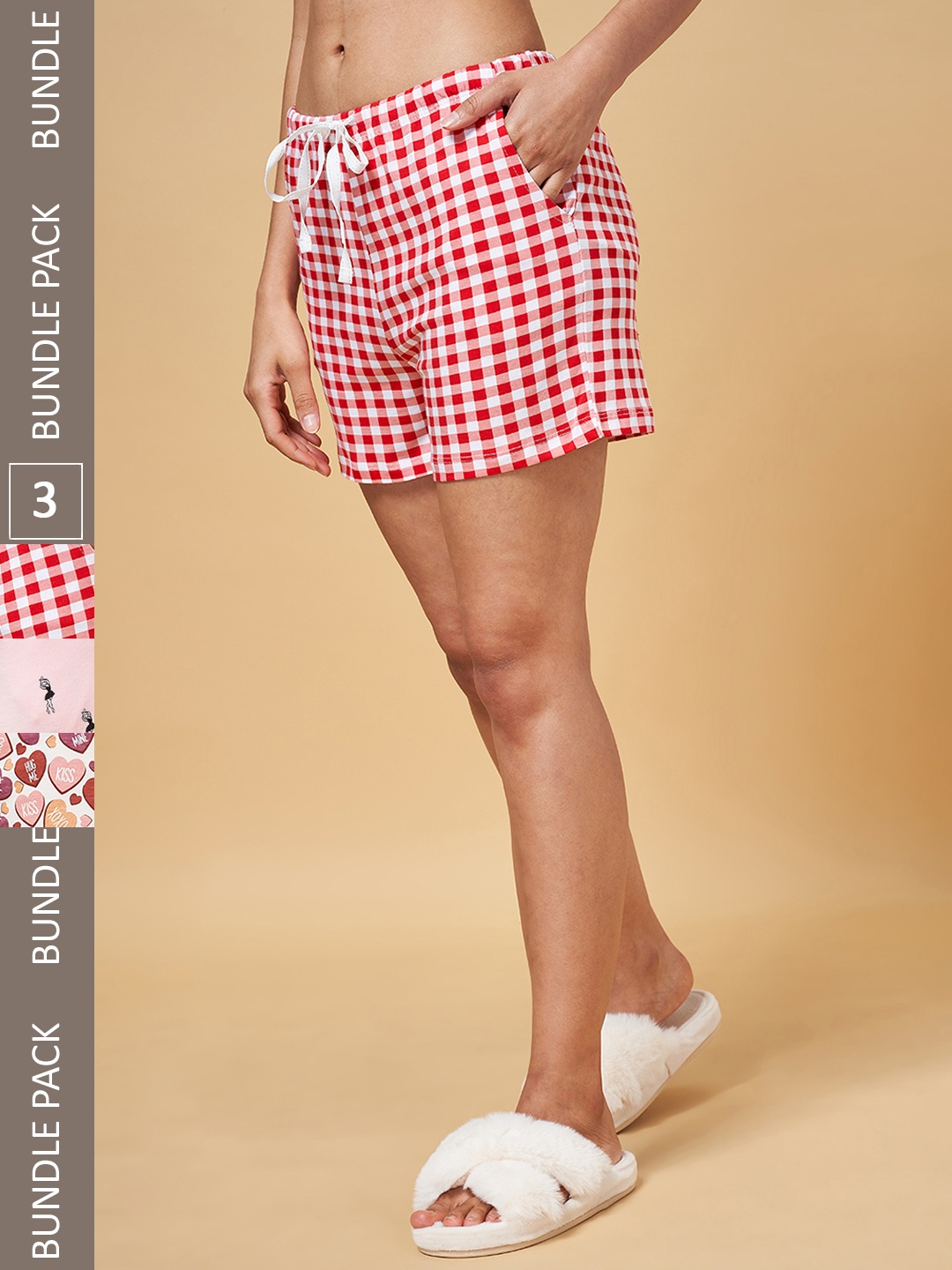 

Dreamz by Pantaloons Women Checked Lounge shorts, Red