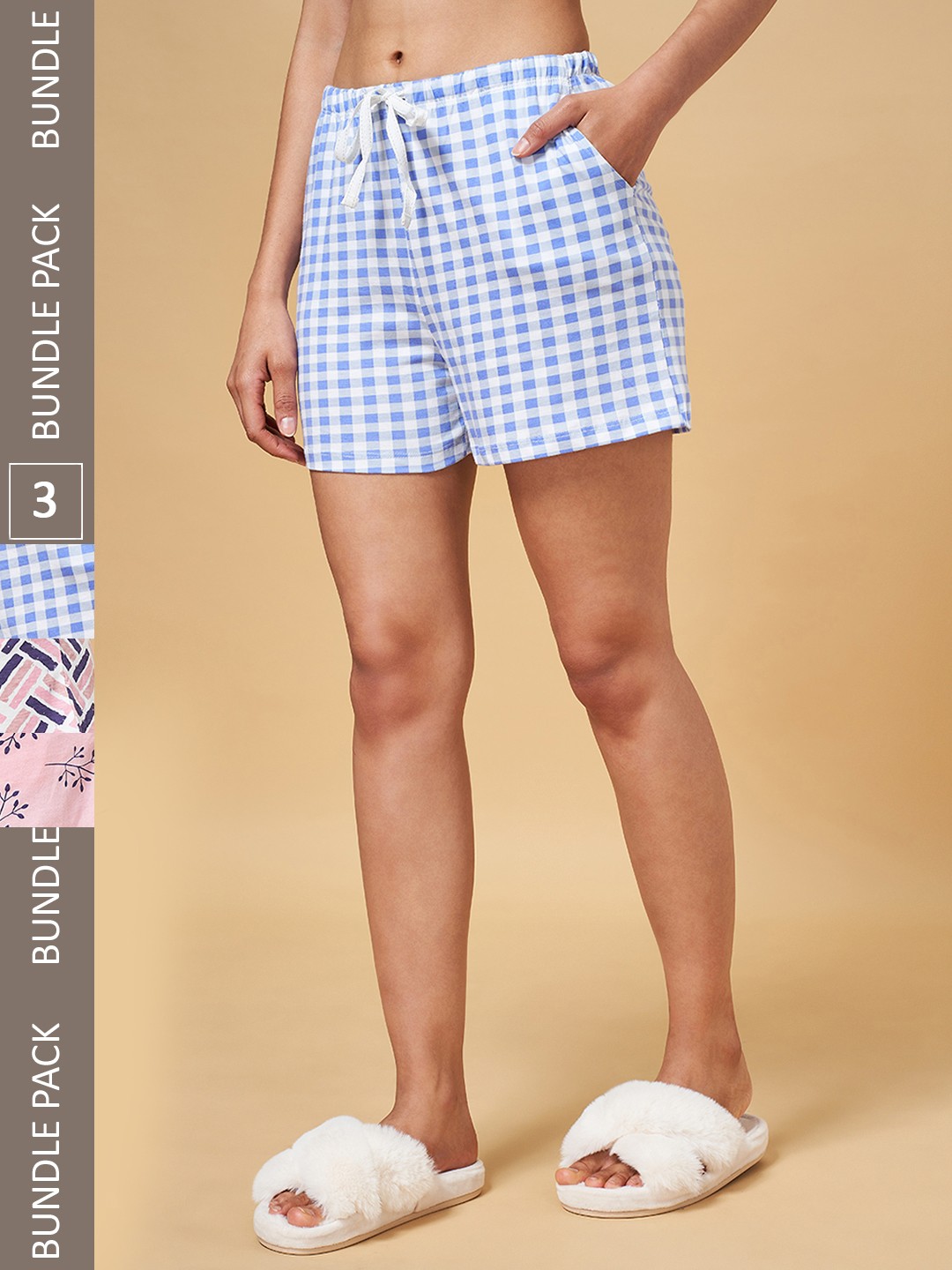 

Dreamz by Pantaloons Women Multicoloured Printed Lounge shorts Set Of 3, Multi