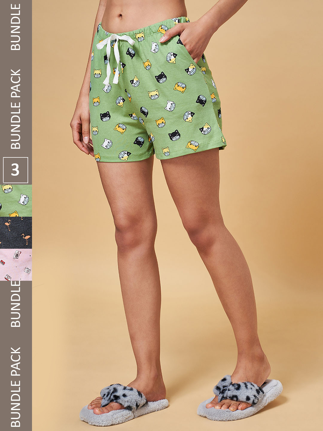 

Dreamz by Pantaloons Women Pack Of 3 Multicoloured Printed Lounge shorts, Multi