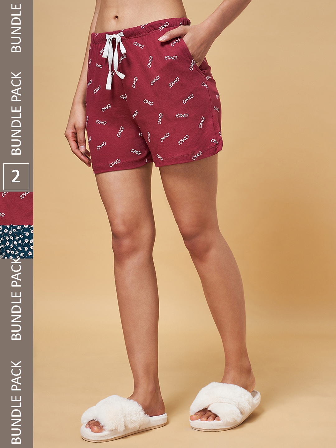 

Dreamz by Pantaloons Women Blue Printed Lounge shorts