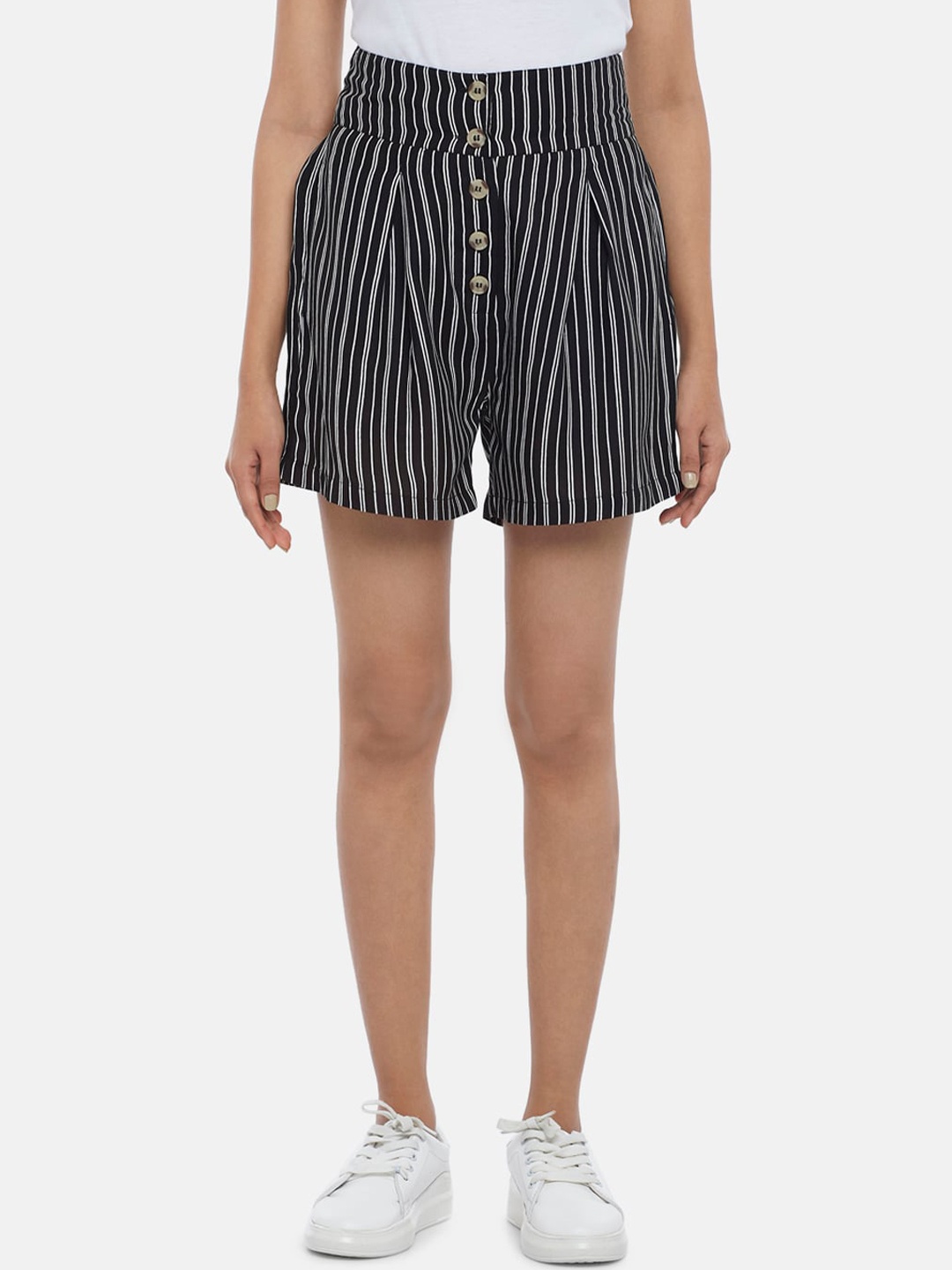 

People Women Black Striped Shorts