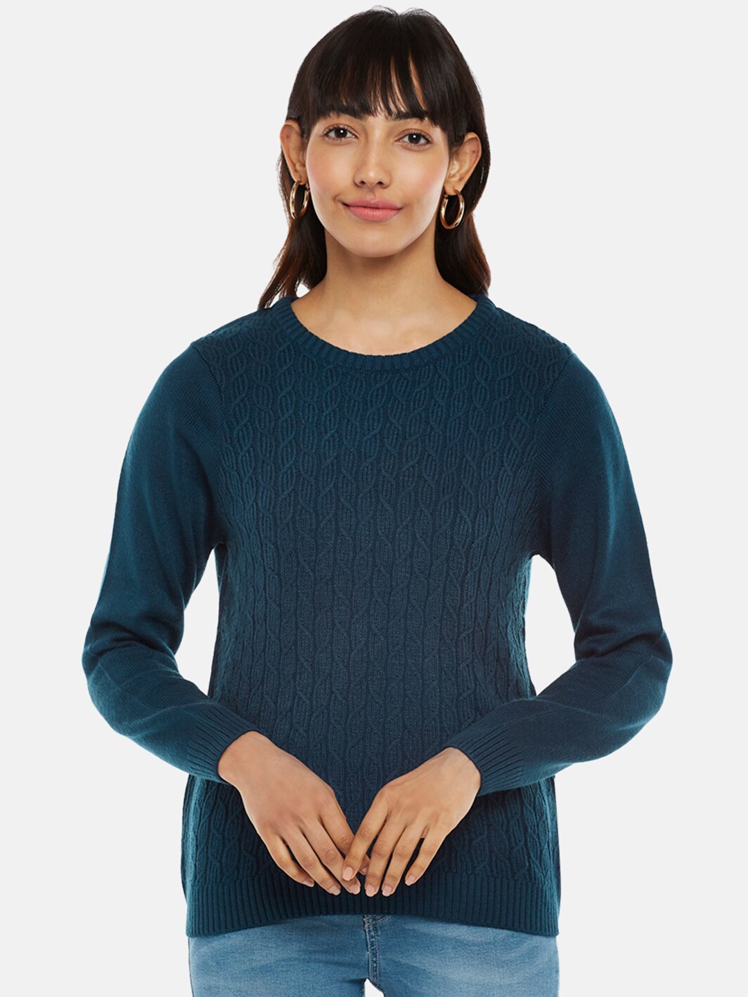 

Honey by Pantaloons Women Blue Cable Knit Pullover