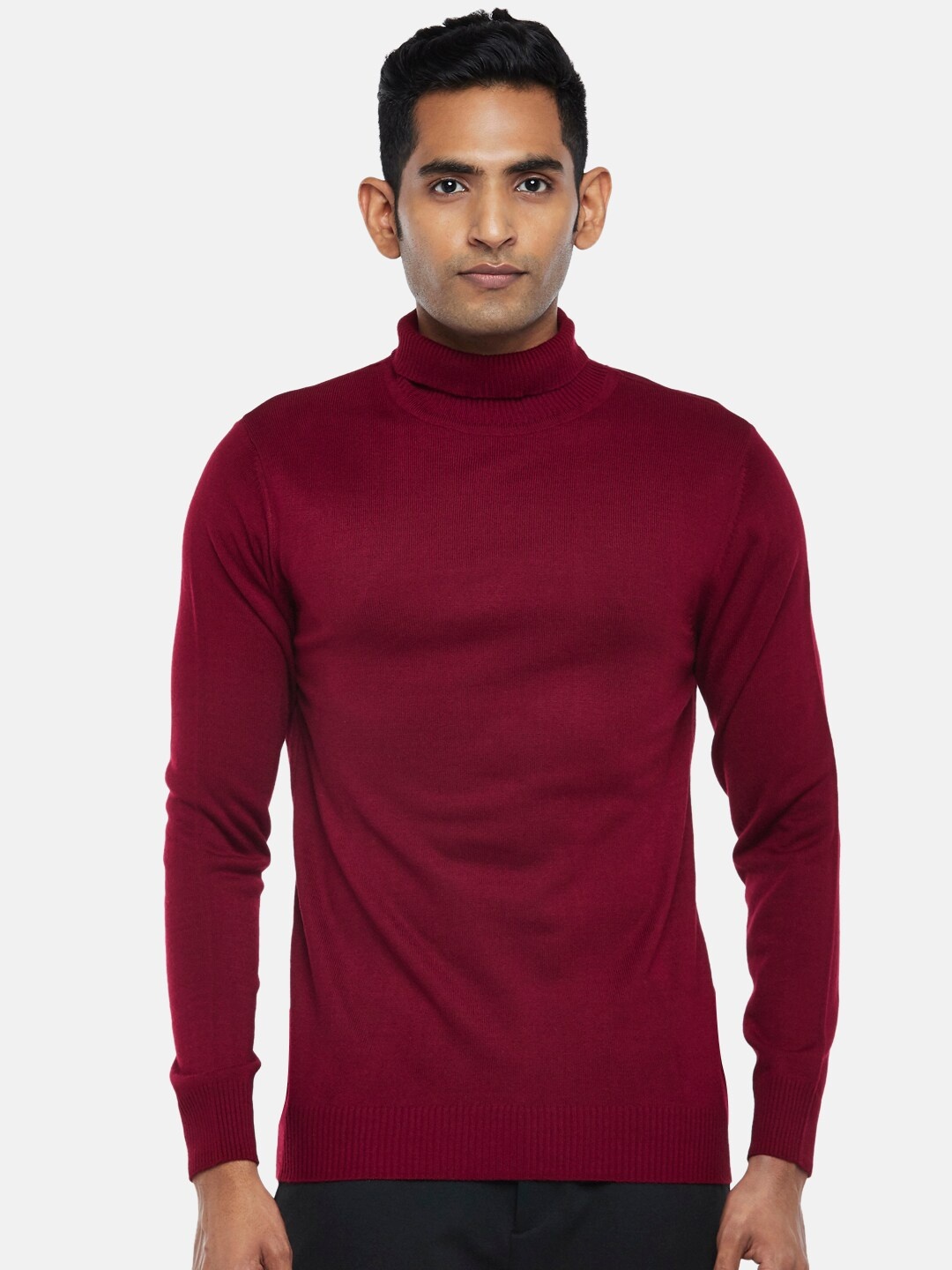 

BYFORD by Pantaloons Men Maroon Turtle Neck Pullover