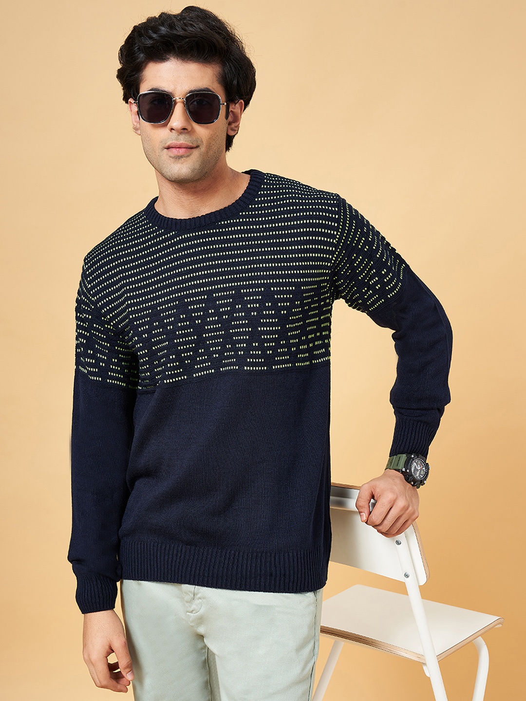 

BYFORD by Pantaloons Men Navy Blue Pullover