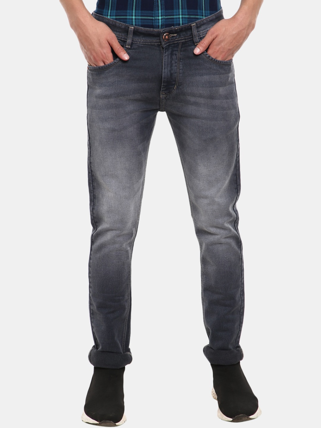 

V-Mart Men Grey Low Distress Heavy Fade Jeans