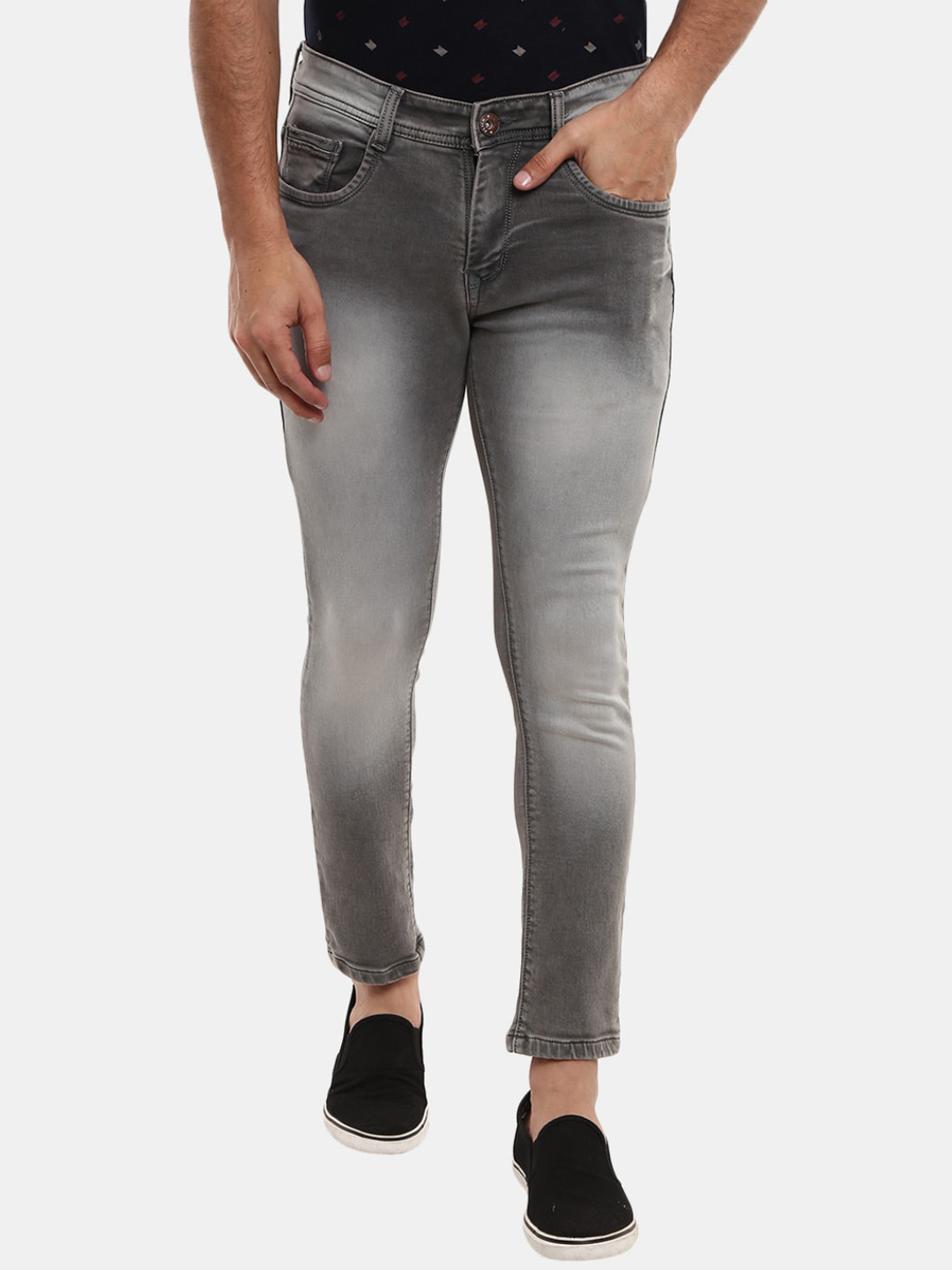 

V-Mart Men Grey Low Distress Heavy Fade Jeans