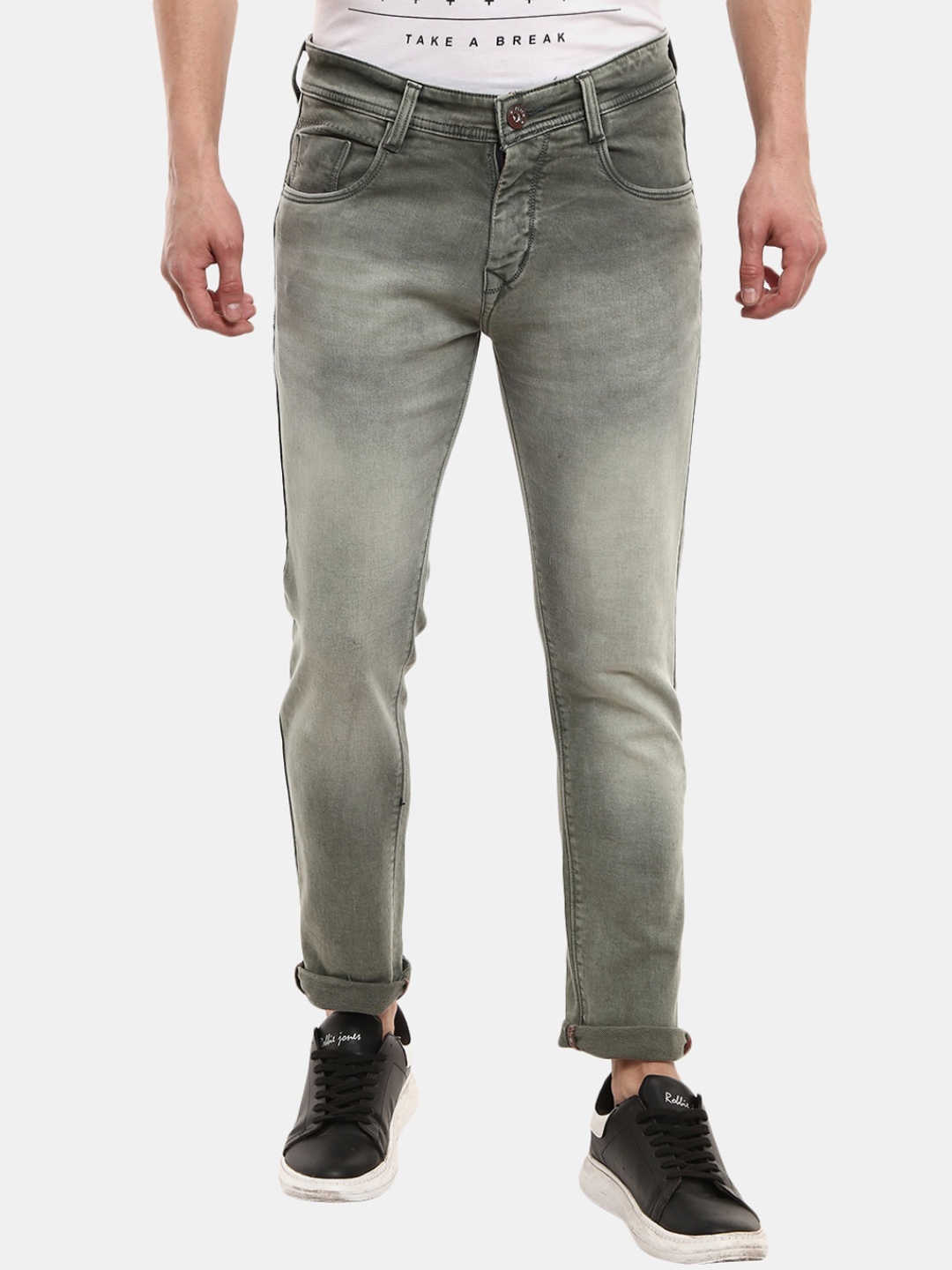 

V-Mart Men Olive Green Heavy Fade Jeans