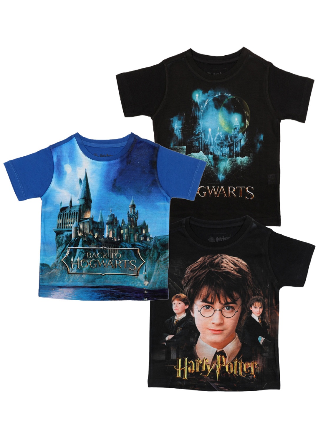

Harry Potter by Wear Your Mind Boys Black set of 3 Printed T-shirt