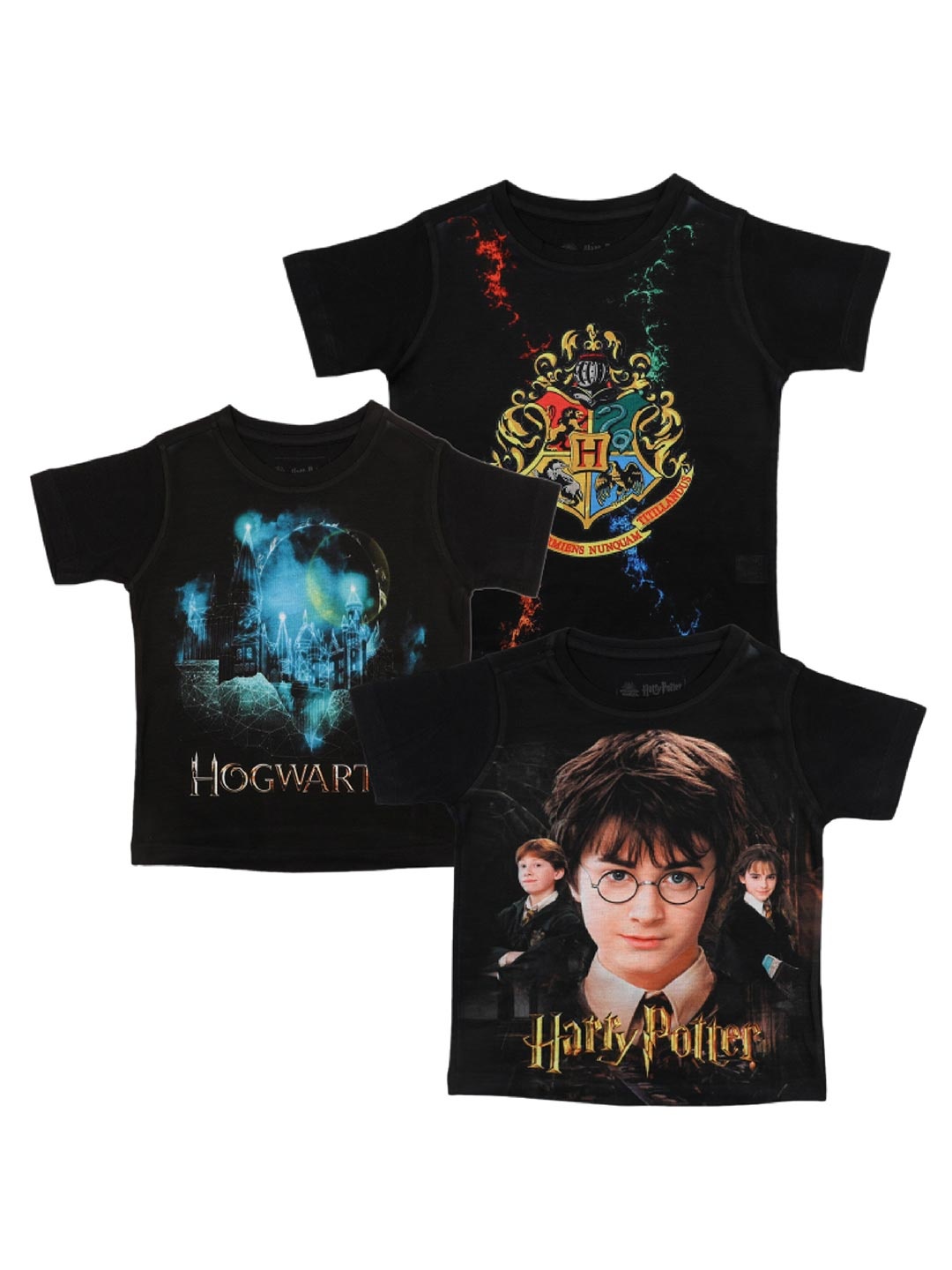

Harry Potter by Wear Your Mind Boys Black & chinese black 3 Printed T-shirt
