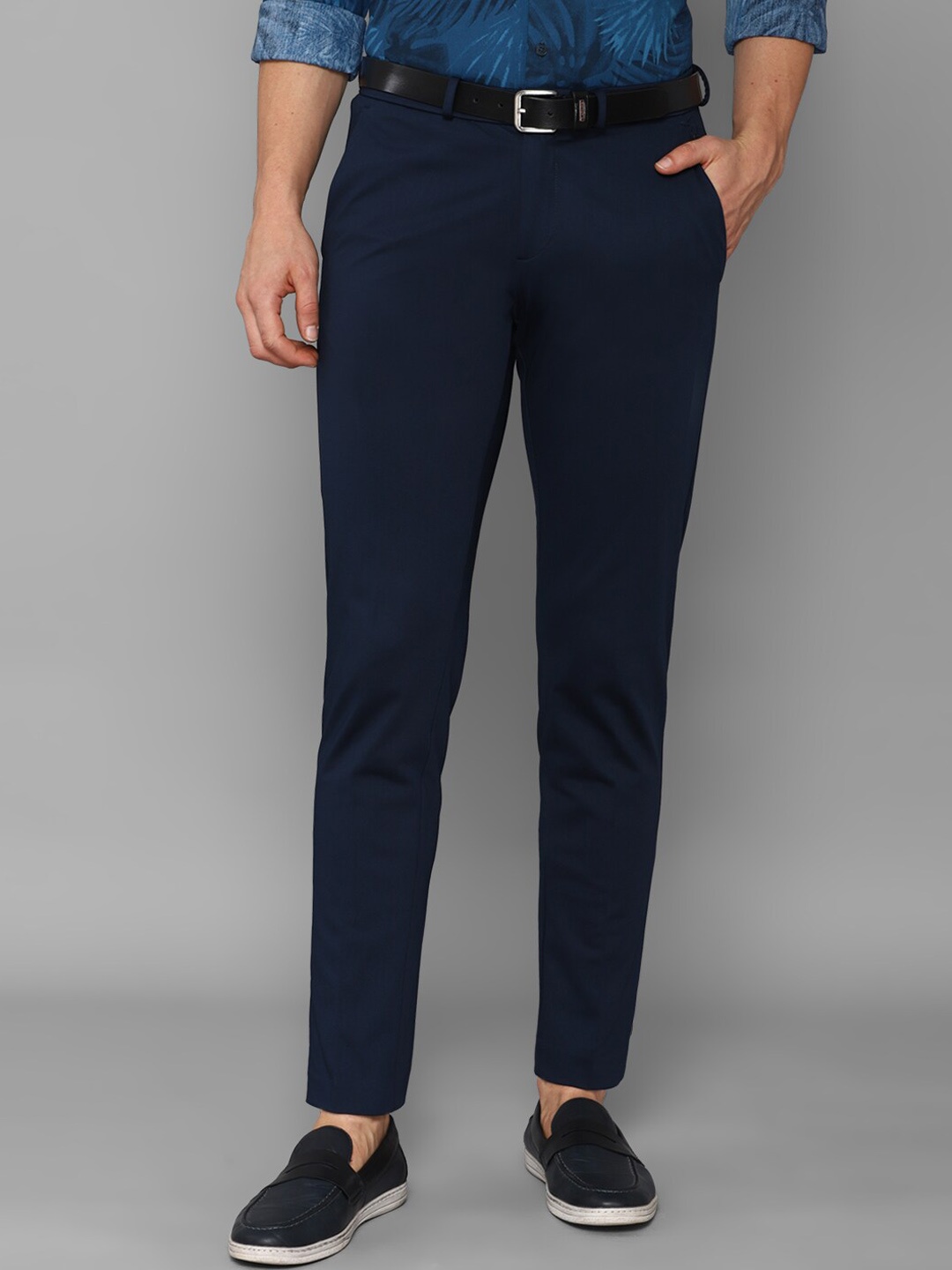 

Allen Solly Men Navy Blue Slim Fit Trousers
