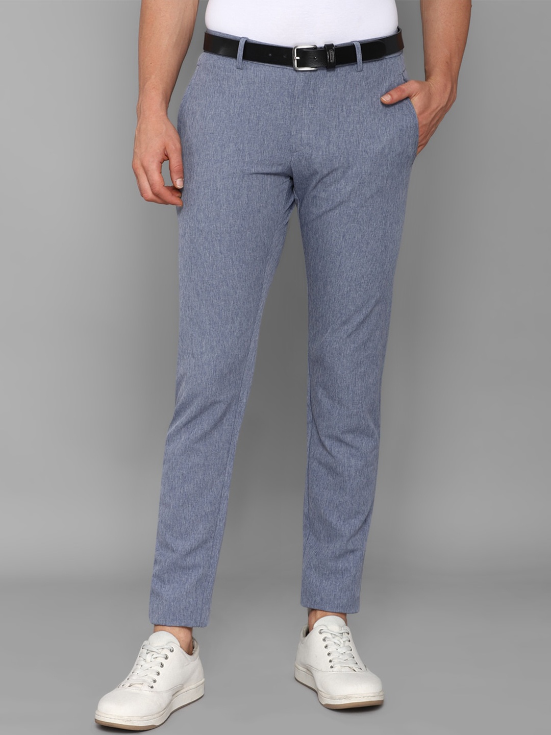 

Allen Solly Men Blue Textured Slim Fit Trousers