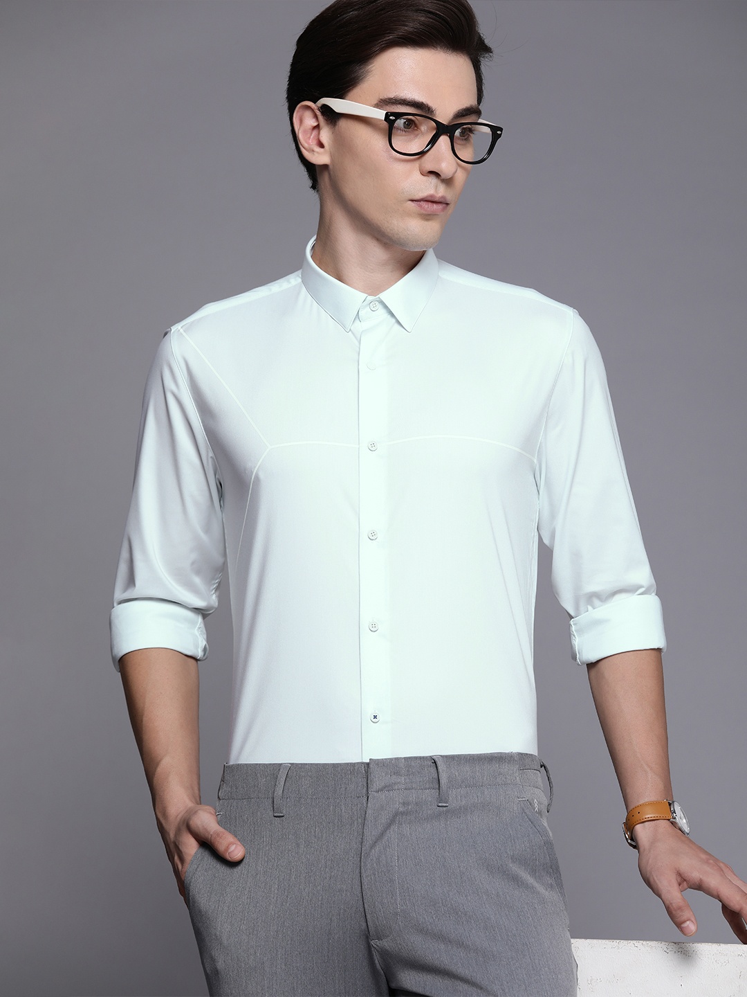 

Louis Philippe Ath.Work Men Blue Slim Fit Semiformal Shirt