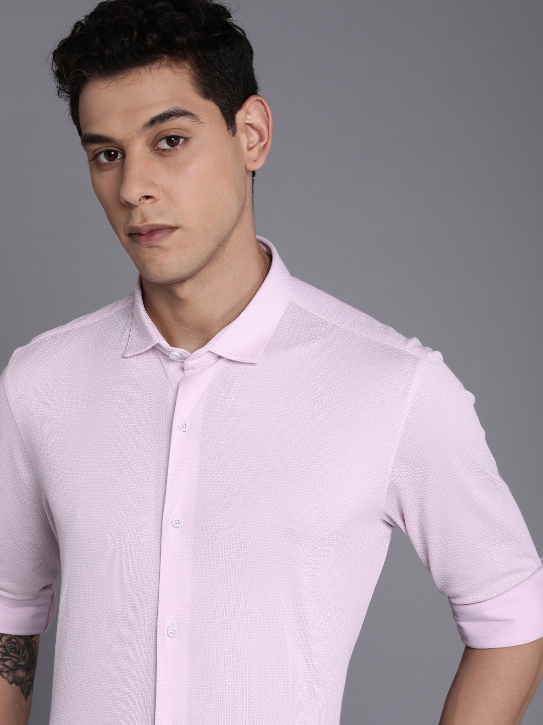 

Louis Philippe Ath.Work Slim Fit Opaque Formal Shirt, Pink