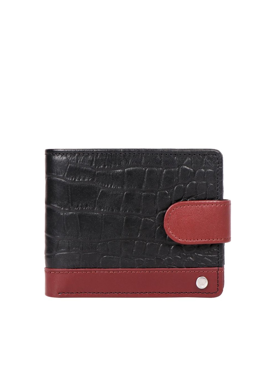 

Hidesign Men Black & Brown Textured Leather Two Fold Wallet