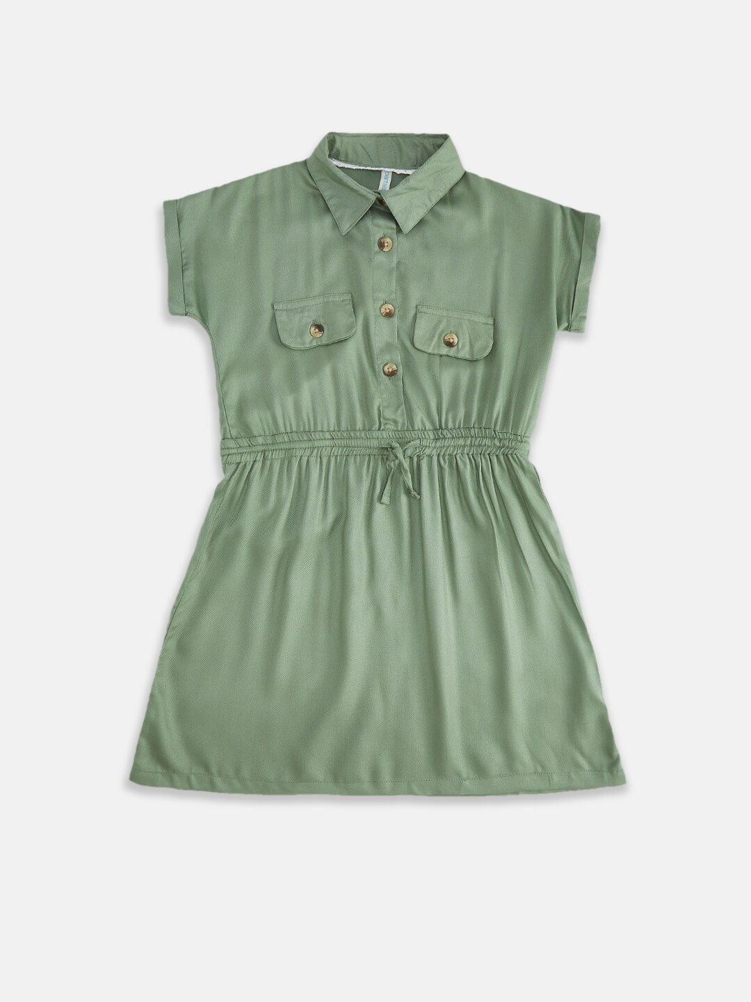 

Pantaloons Junior Girls Olive Green Cotton Shirt Style Top