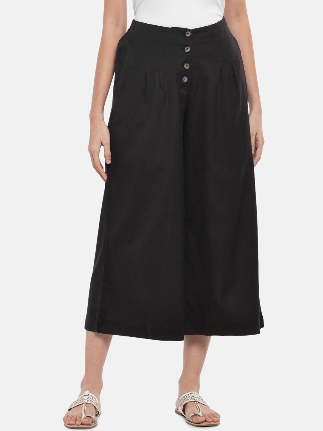 

AKKRITI BY PANTALOONS Women Charcoal Culottes Trousers