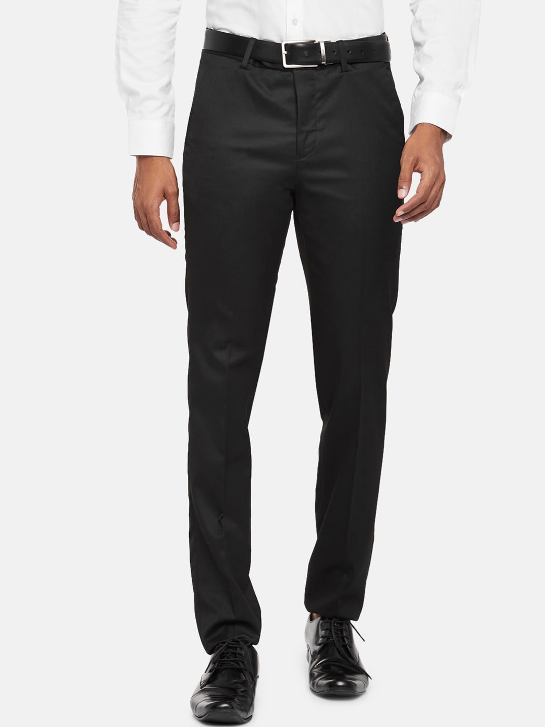 

BYFORD by Pantaloons Men Black Slim Fit Low-Rise Trousers