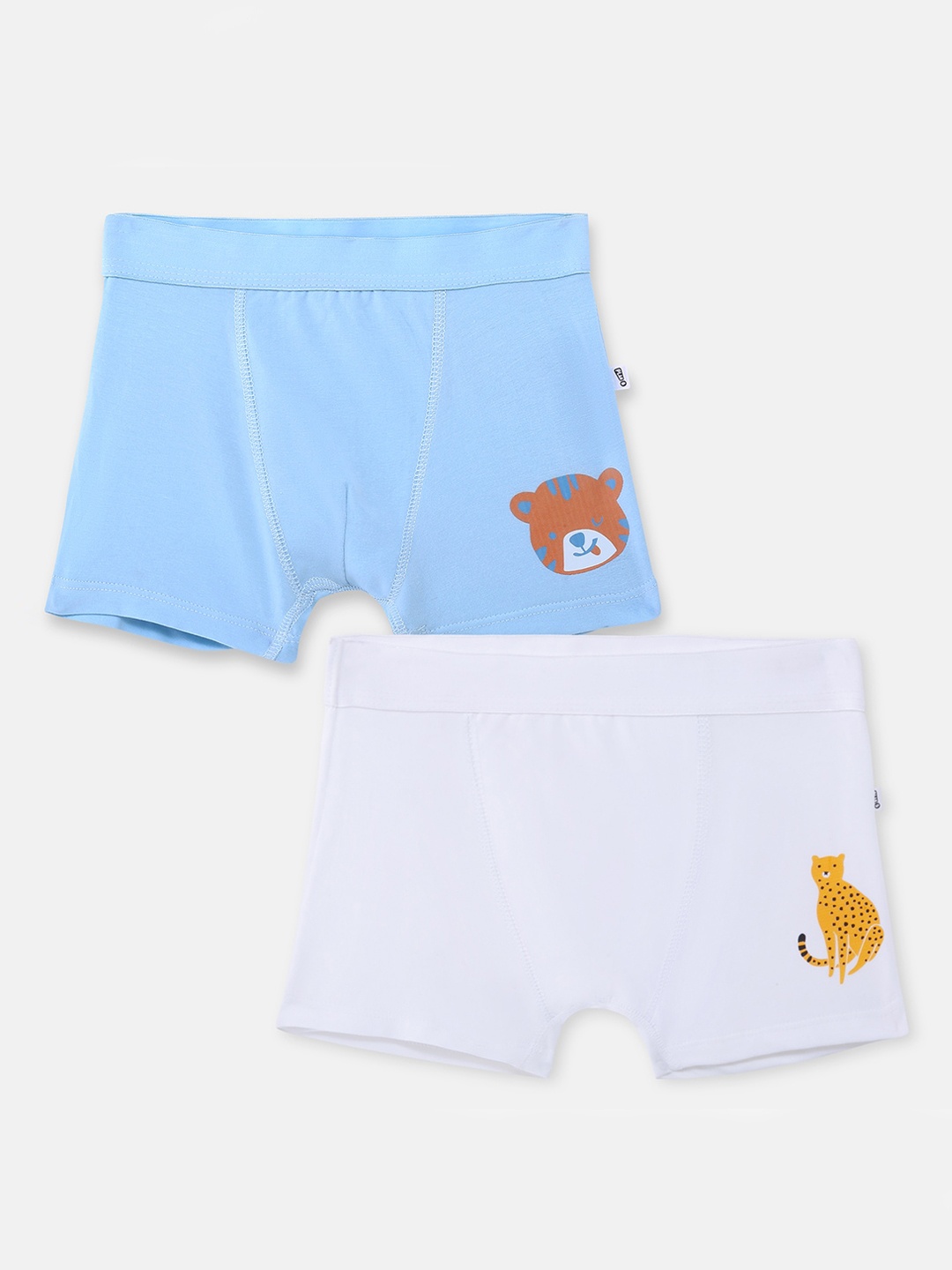 

You Got Plan B Boys Pack of 2 Turquoise Blue & White Printed Cotton Boxer Style Briefs