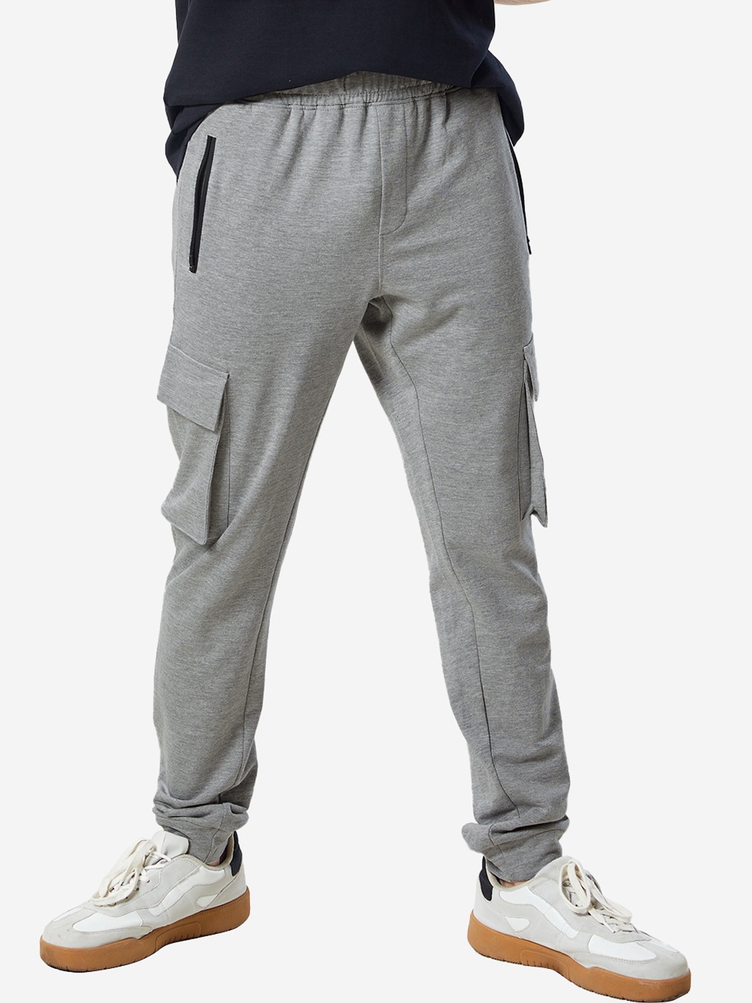 

The Souled Store Men Grey Solid Track Pants, Grey melange