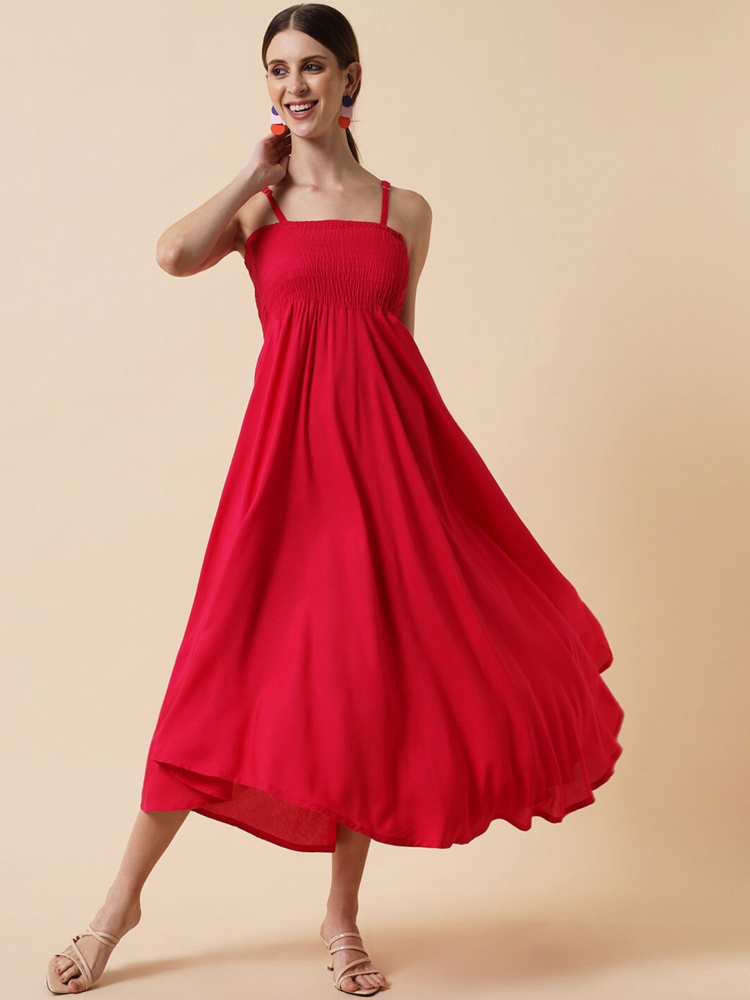 

Meeranshi Red Maxi Midi Dress