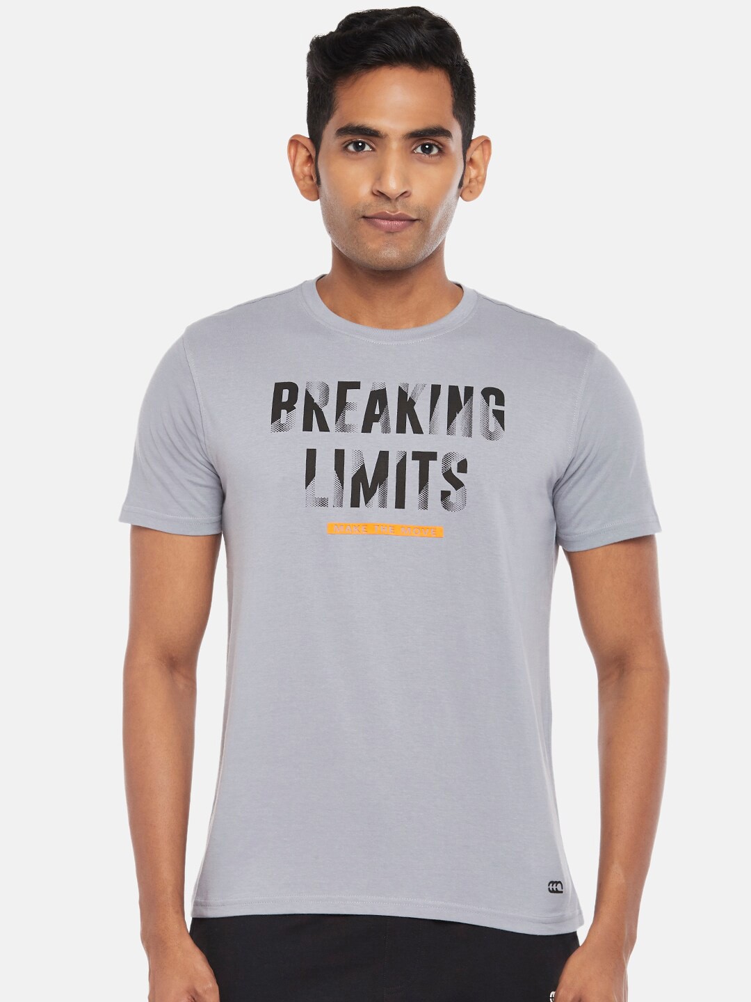 

Ajile by Pantaloons Men Grey Typography Printed Slim Fit T-shirt