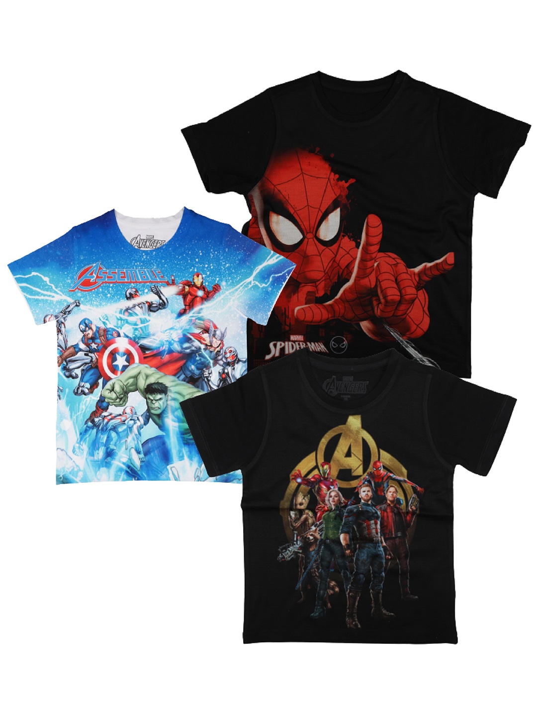 

Marvel by Wear Your Mind Boys Black 3 Printed Applique T-shirt