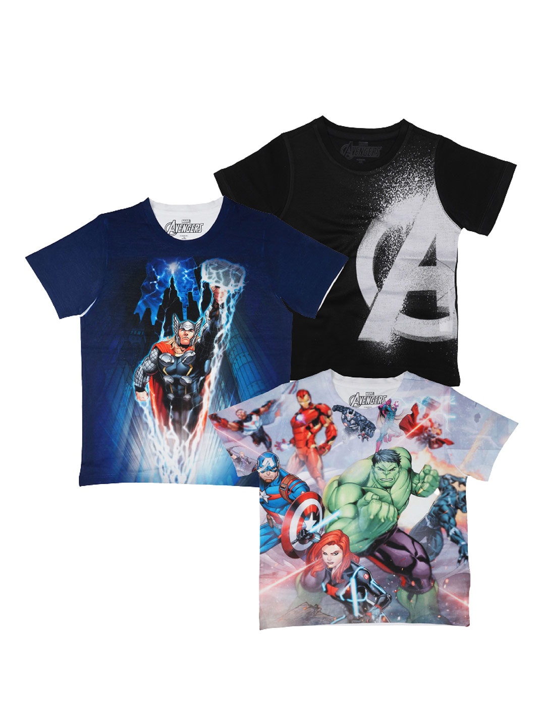 

Marvel by Wear Your Mind Boys White & Black Pack Of 3 Printed T-shirt